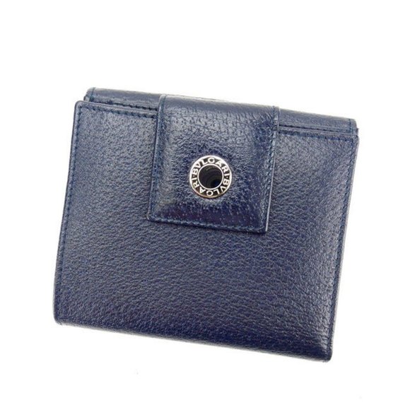 Bvlgari Wallet Purse Folding wallet Navy Woman Authentic Used Y4442 - Picture 1 of 6